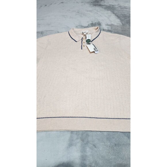 The Commons Men's XXL Light Pink Ribbed Contrast Stitch Sweater Polo Shirt NWT - Picture 1 of 11